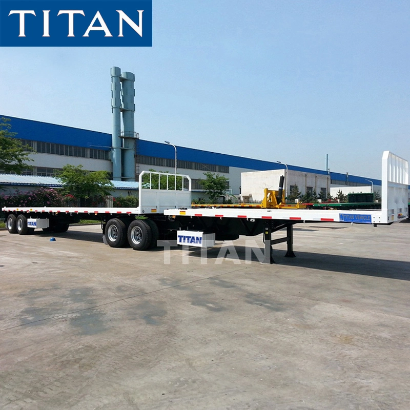 Titan 2 Axle 20/40FT Fence Full Lowbed/Low Loader Drawbar Vehicle Tanker Side Wall Container Flatbed Skeleton Truck Semi Trailer for Sale with Side Panel