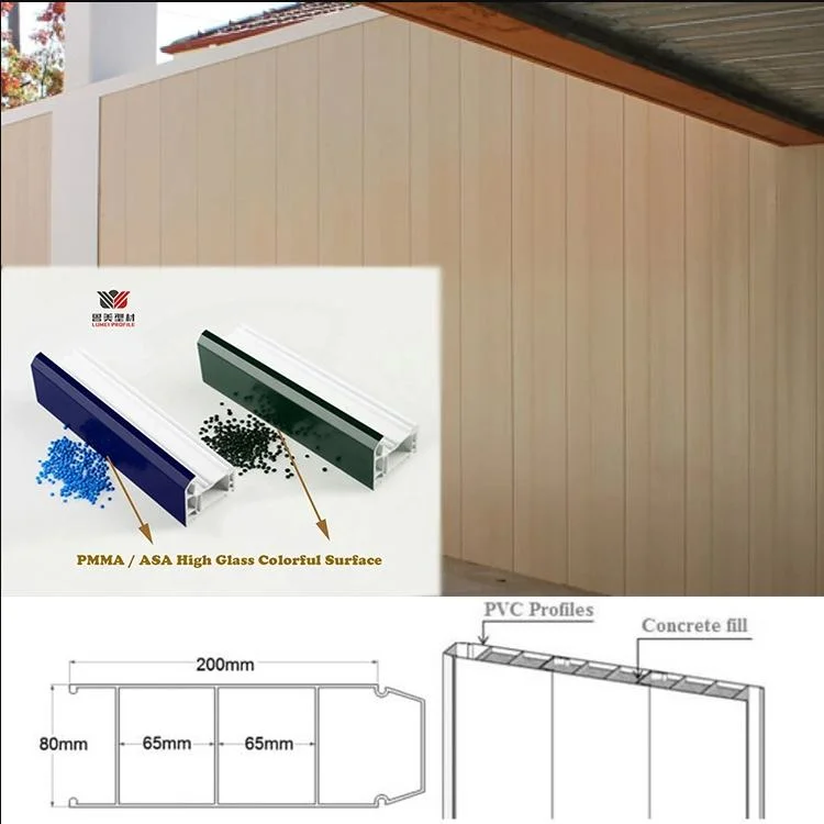 Perfiles de PVC de panel plegable para pared de concreto de construcción permanente Sistema