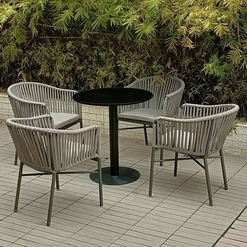 Outdoor Leisure Wicker Plastic PE Rattan Patio Garden Furniture for Hotel Office Patio Dining Chair Set