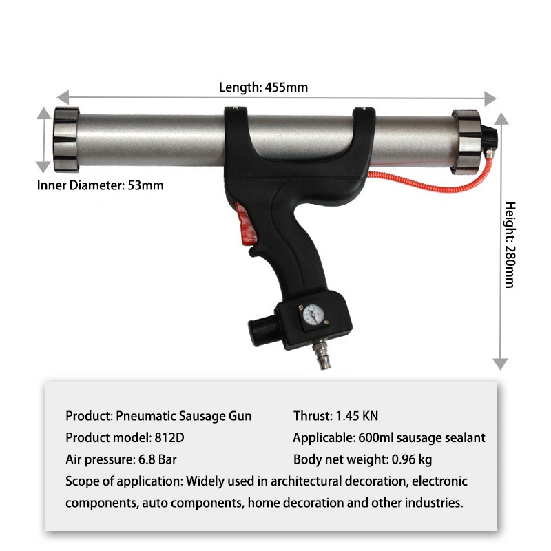 600ml Caulking Gun Pneumatic Sealant Gun Silicone Pistol Adhesive Gun Kit Joint Seal Building Tool