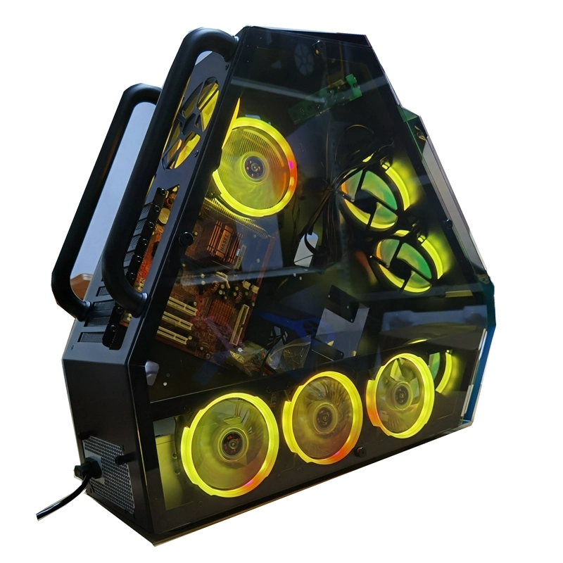 El Equipo de tipo torre completa caso PC para juegos con los ventiladores de RGB, modelo popular de Gabinete, vidrio templado, soporte de enfriamiento de agua (opcional).