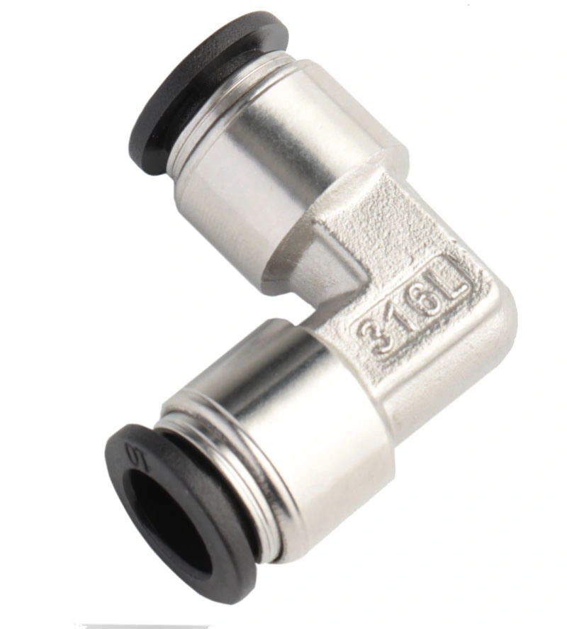 Made in China Push to Connector Stainless Steel Plastic Sleeve Union Elbow (SSPV6) Pneumatic Air Pipe Fitting Plastic Cap Connector