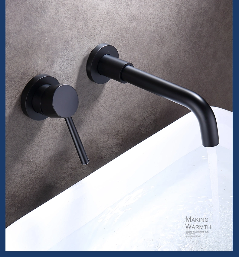 Robinet de salle de bain cascade pour vasque / lavabo / évier / douche / baignoire à poignée unique contemporain Innada en laiton noir mat