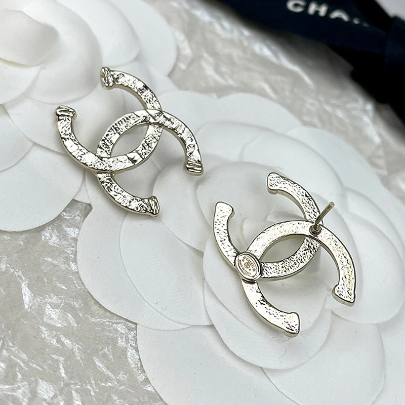 Best Selling Double C Letter Earrings Hand Grinding Relief Craft 925 Sterling Silver Stud Earrings Female Jewelry