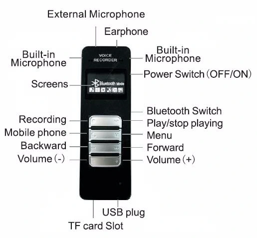 8GB Bluetooth Voice Recorder for Mobile Cellphone USB Digital Voice Recorder MP3