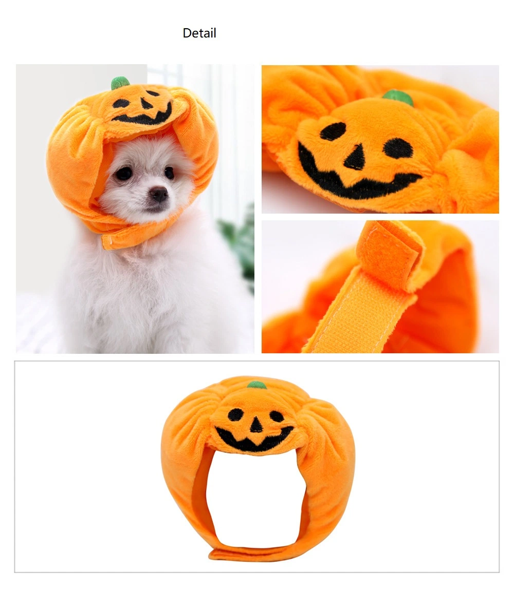 2022 Creative Pet Halloween Costumes 100% Cotton Halloween Pumpkin Hat Pet Accessories for Dogs