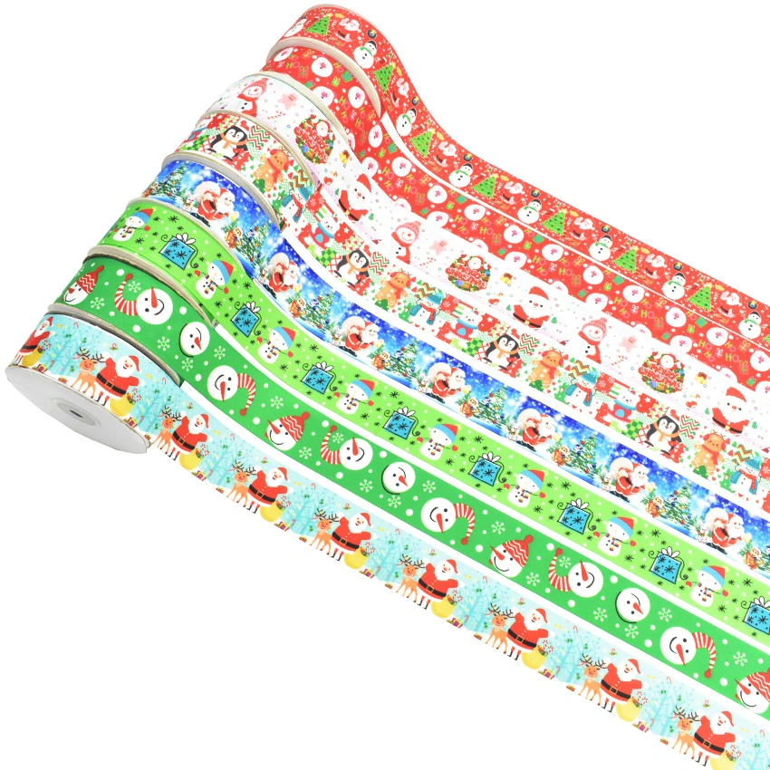 Factory OEM/OEM Customized Printed Christmas Character Grosgrain Ribbon Festival Celebration Decoration Ribbon for Wreath Crafts Decoration