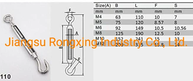 16mm Open Body Turnbuckle - Hook and Eye