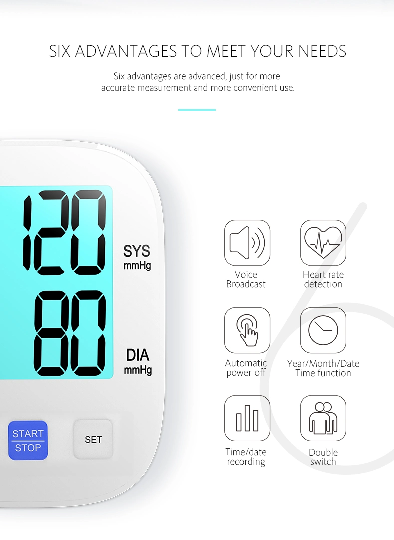 Tragbares Oberarm medizinisches Voice Sphygmomanometer BP Maschine elektronisch digital Blutdruckmessgerät