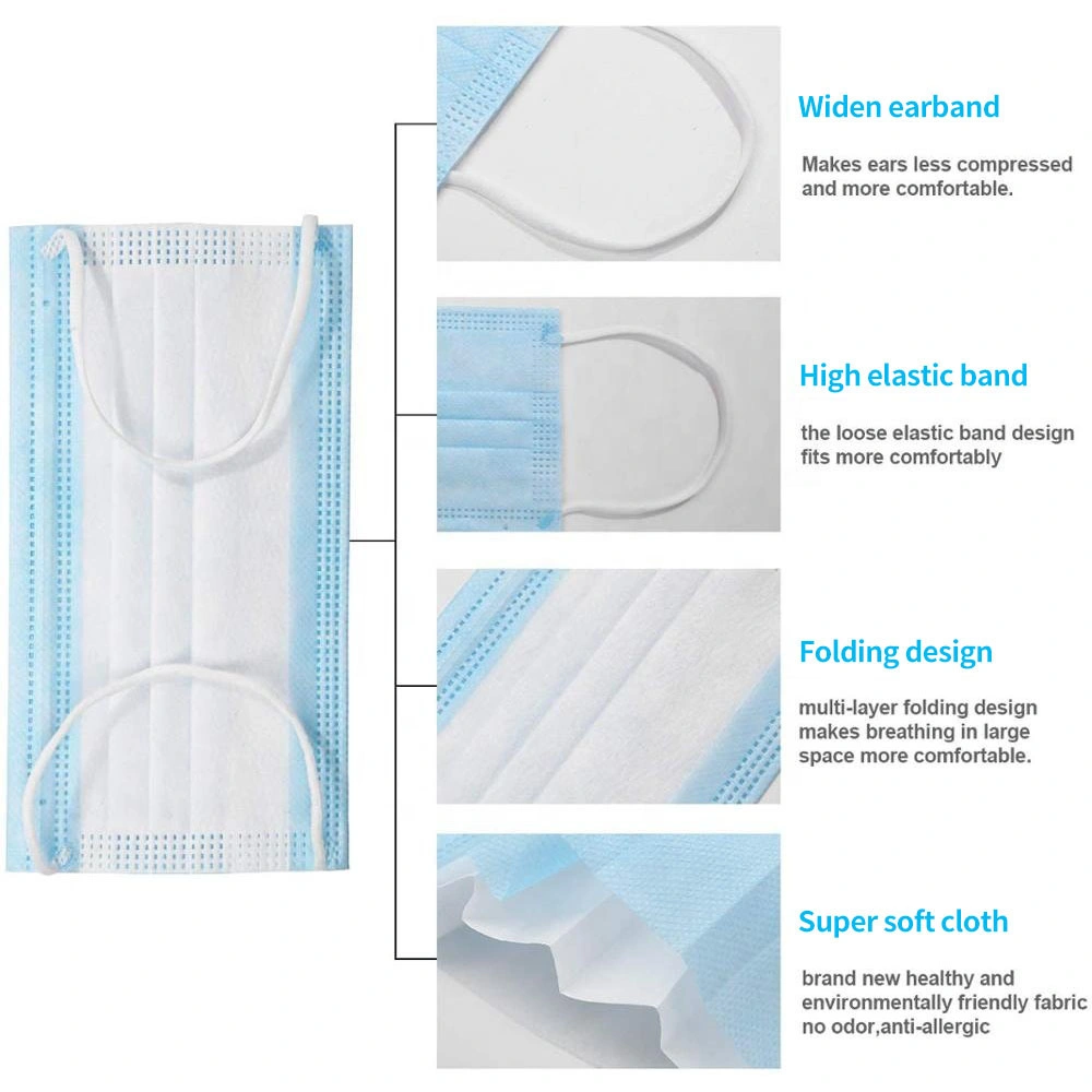 Women Female High Reputation Safety 3 Ply Non Woven Disposable Face Mask From Reliable Chinese Manufacturer