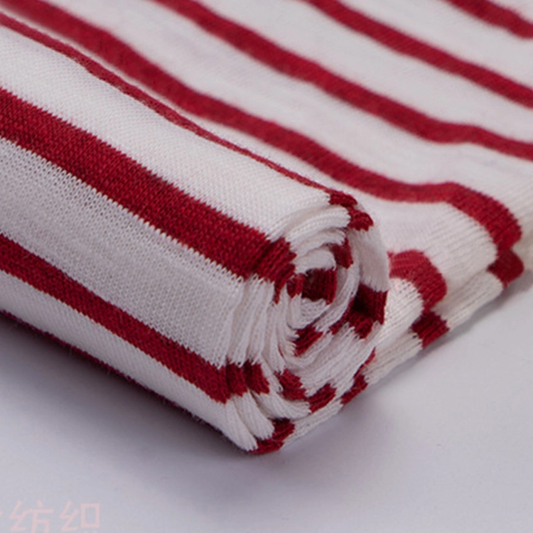 70% Bamboo 30% Modal Fiber Fabrics Organic Antibacterial Stripe Knitting Jersey Bamboo Fabric for T-Shirt