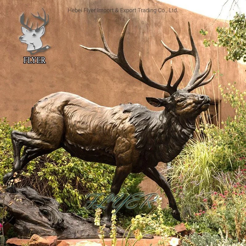 Vivo en el exterior al por mayor de ciervo de bronce escultura Arte Cooper estatua de animales