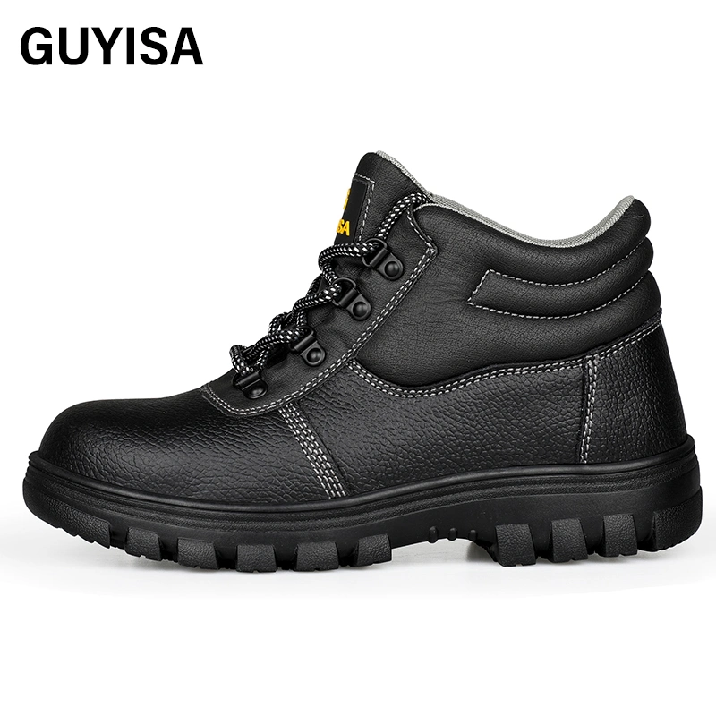 Botas de seguridad de la marca Guyisa Non-Slip Wear-Resistant profesional de suela de goma antiestático S3 parte superior de cuero impermeables Botas de seguridad