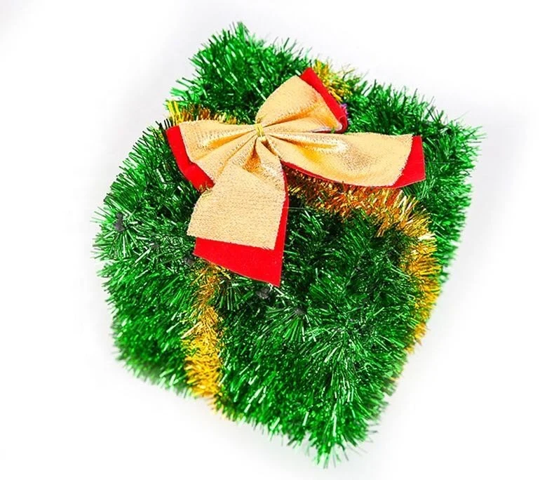 Wholesale Hot Sale Glitter Tinsel Christmas Decoration Mini Gift Box