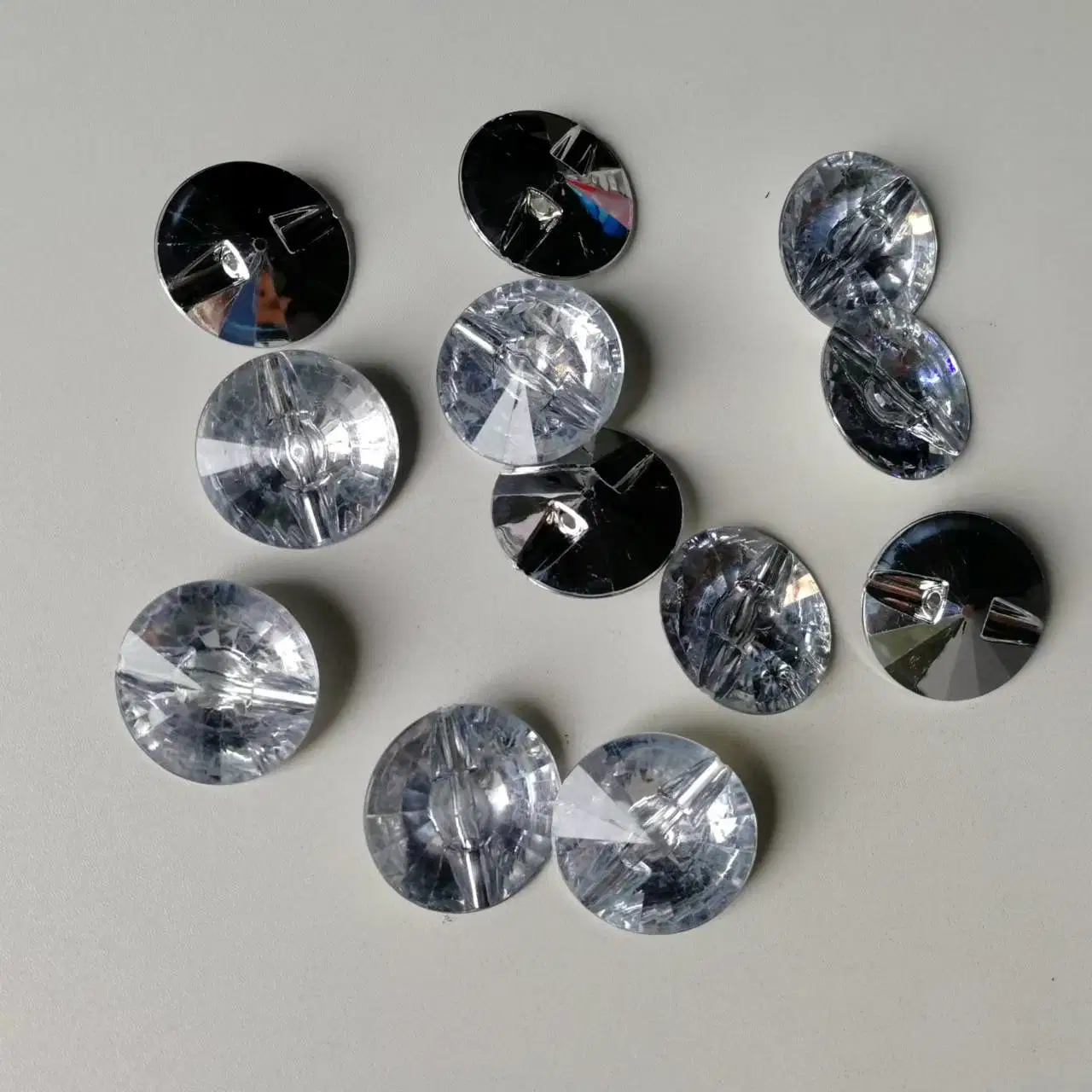 Plastic Crystal, Faux Diamond Round Buttons, Many Sizes 8 mm up to 25 mm