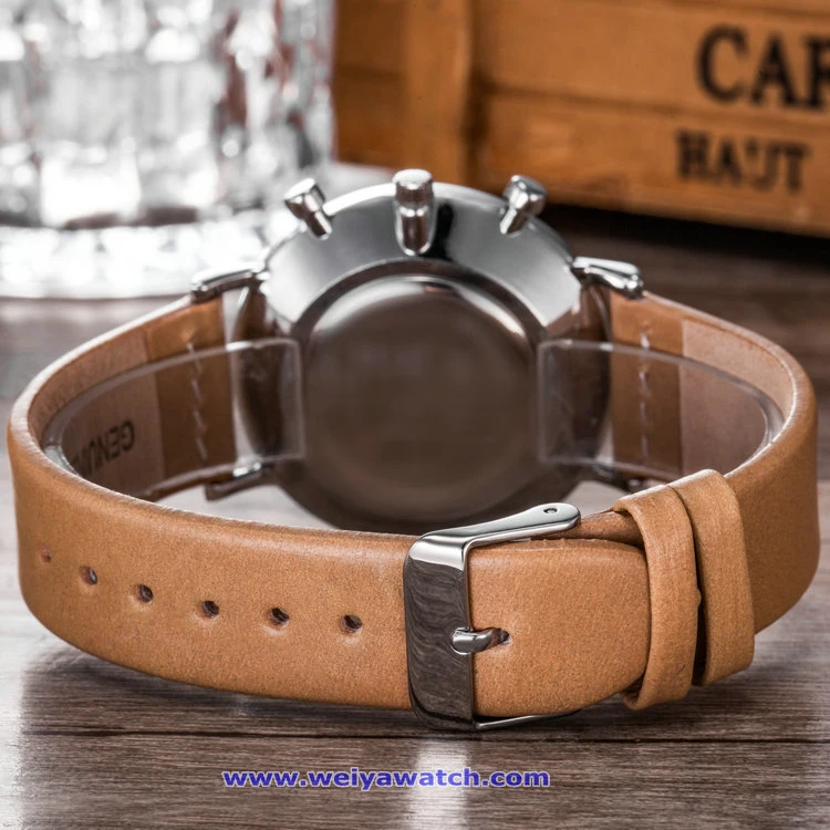 Logotipo personalizado a los hombres de cuarzo cristal Reloj de pulsera suizo para el hombre (WY-17013B)