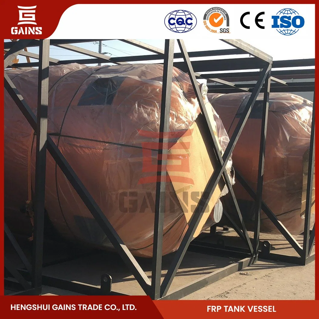 Gains FRP Horizontal Steel Chemical Tank Factory FRP Druckbehälter Tanks China FRP Chemische Lagertank für Chemikalien verwendet