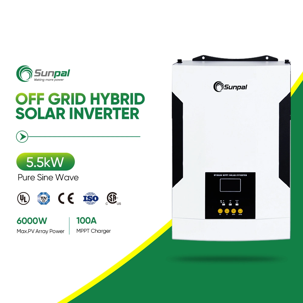 Sunpal Off Grid Hybrid-Wechselrichter, einphasig 48V 3,5kW 5kw 5,5kW MPPT Pure Sinus Wave Solar Inverter Preis