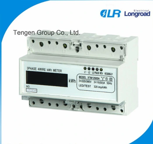 DIN-Rail Mount Three Phase Electronic Multi-Rate Kilowatt Meter (RS485/Modbus/ Infrared Communication)