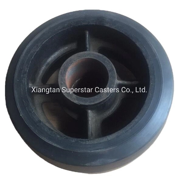 6 Times 2 Inches Factory Industrial Black Rubber Cast Iron Core Wheels (Excellent Quality and Grease Zerk)