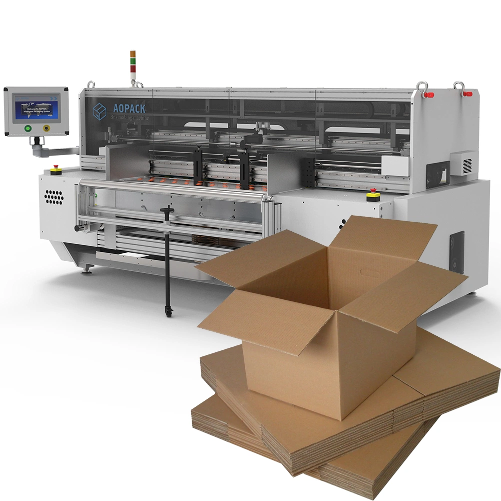 Aopack Machine de fabrication de boîtes en carton ondulé entièrement automatique à la demande