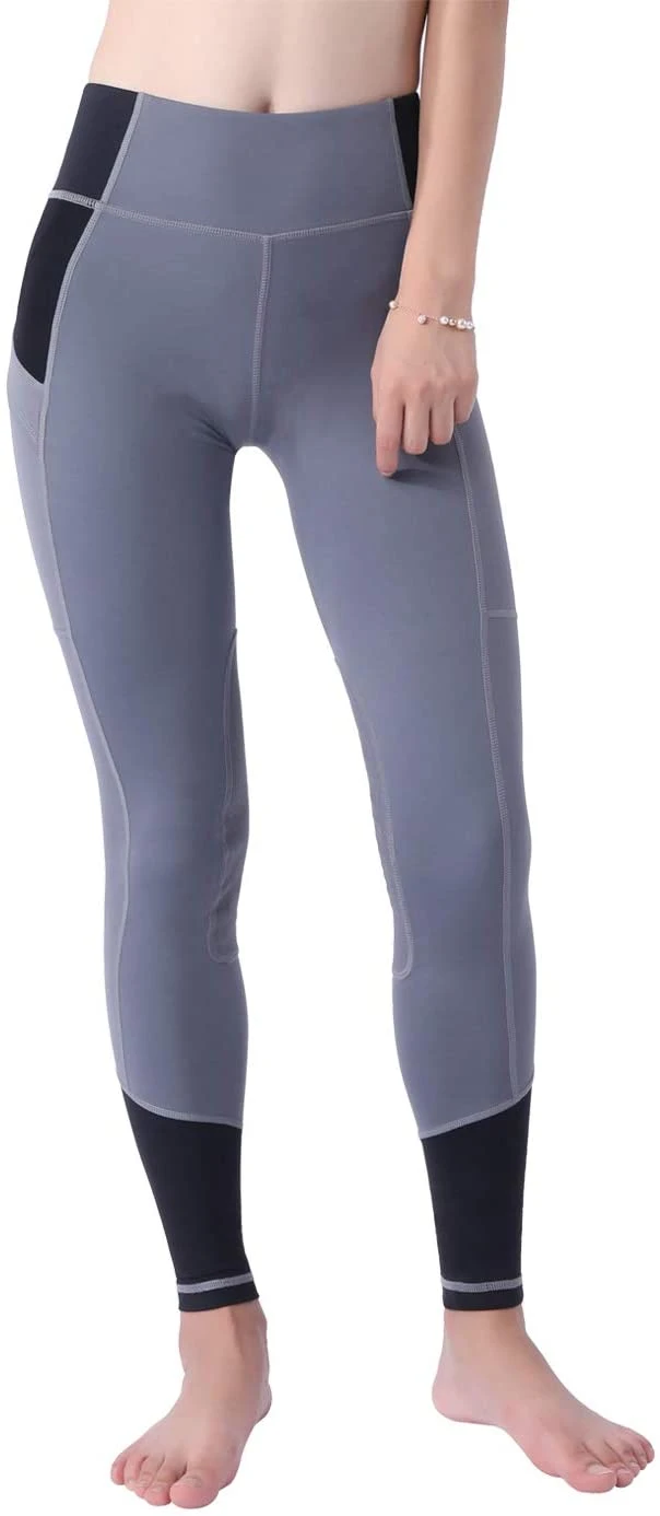 Pantalon d'équitation gris personnalisé à demi-silicone avec imprimé Jodhpurs Culottes équestres