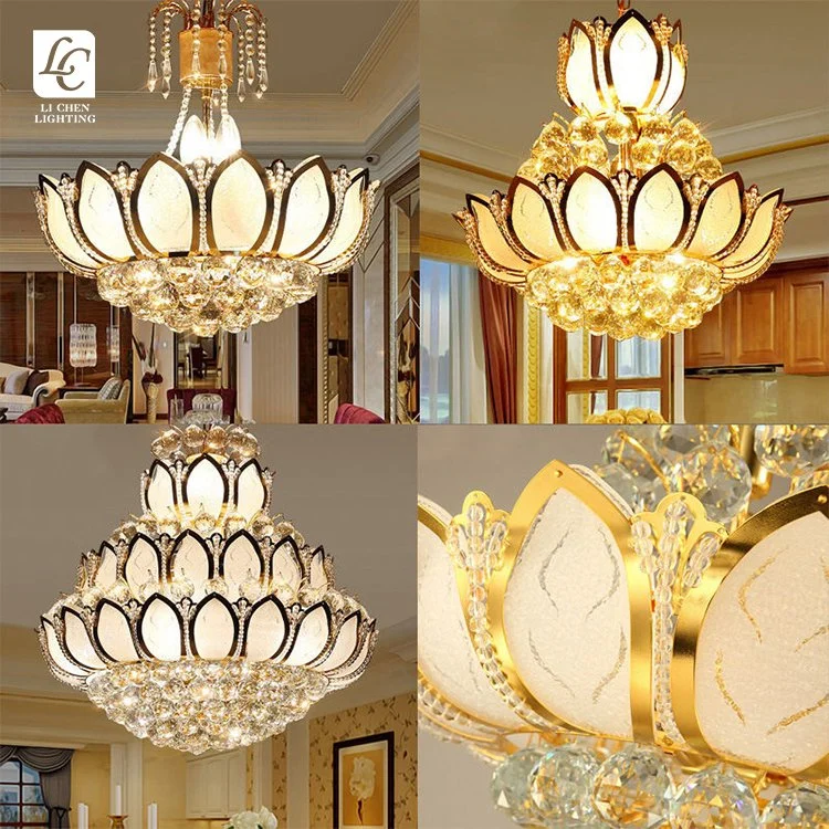 Interior Decoration Chandelier Chrome Gold Color Crystal Pendant Light