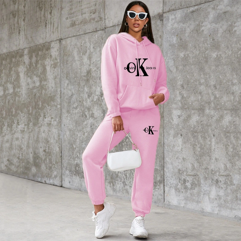 Wholesale/Supplier Women Casual Pullover Sport Sweatsuit Hoodie Sweatpants Jogger Set Leisure Sports Suit