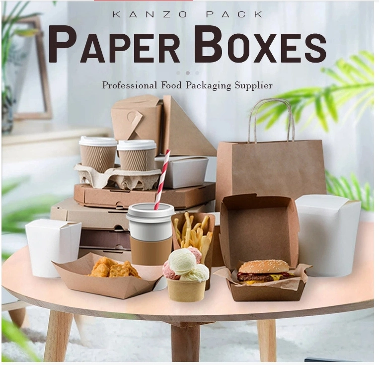 Fast Food Paper Container Take Away Waterproof and Grease Proof Kraft Package Box Noodle Box