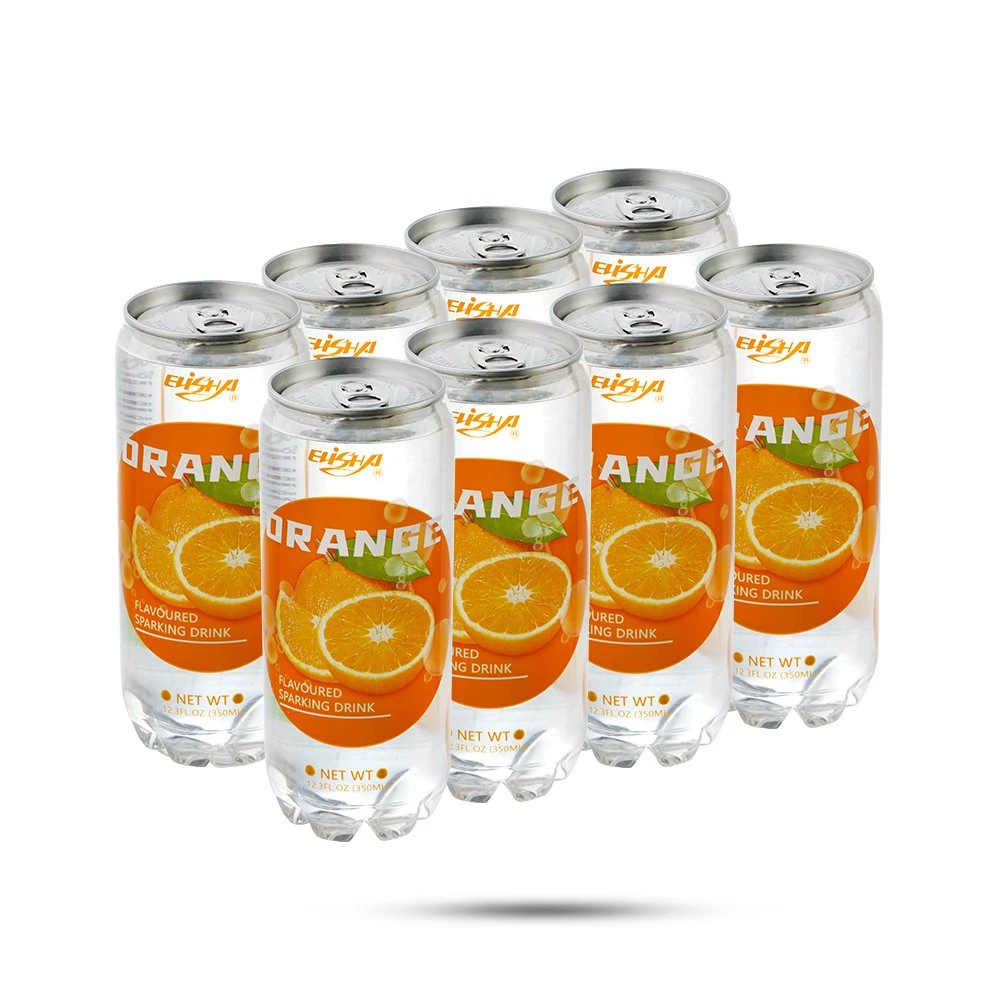 OEM- Pet Thin Bottle 350ml Fresh Orange Fruit Flavor with Bubbles Transparent Carbonated Beverage