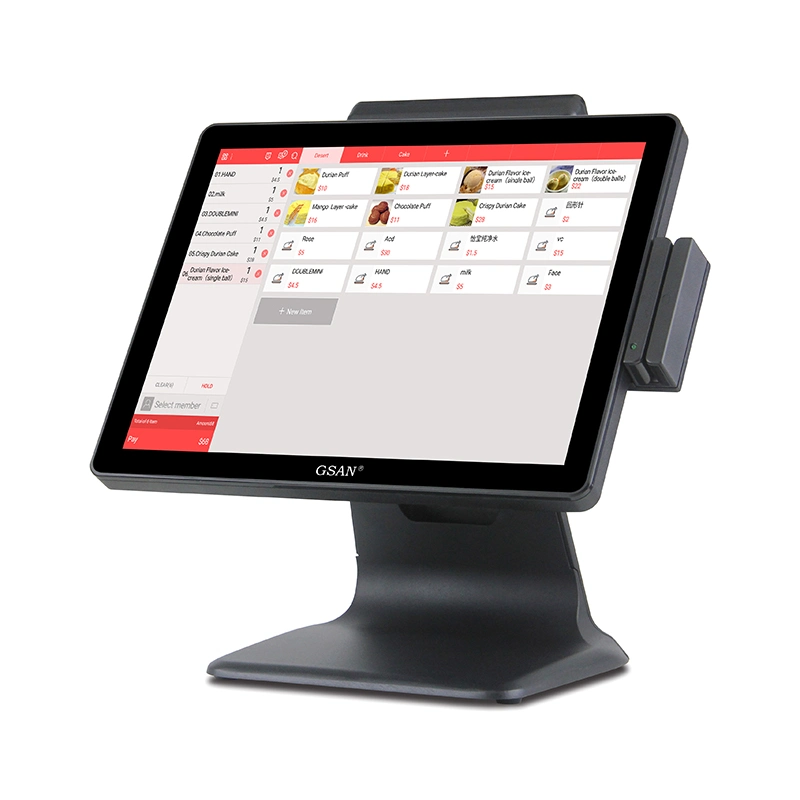 Gsan 15" punto de Venta máquina POS Cash Register con Lector MSR