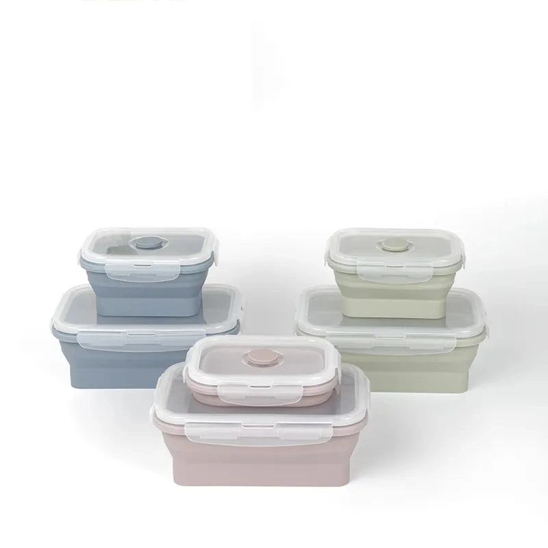 Eco friendly Microwavable pliegue Rectangular bolsa de comida de preparación para el Envasado de Alimentos de silicona de Bento Box Lunch