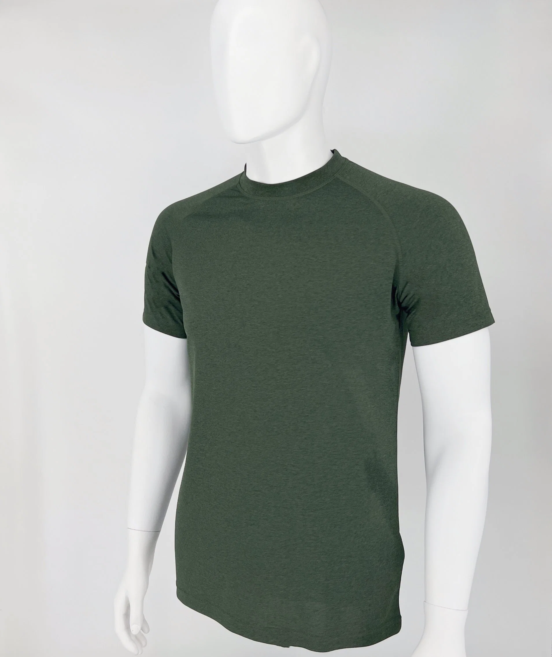 Jet Green Solid Sports Short Sleeved T-Shirt