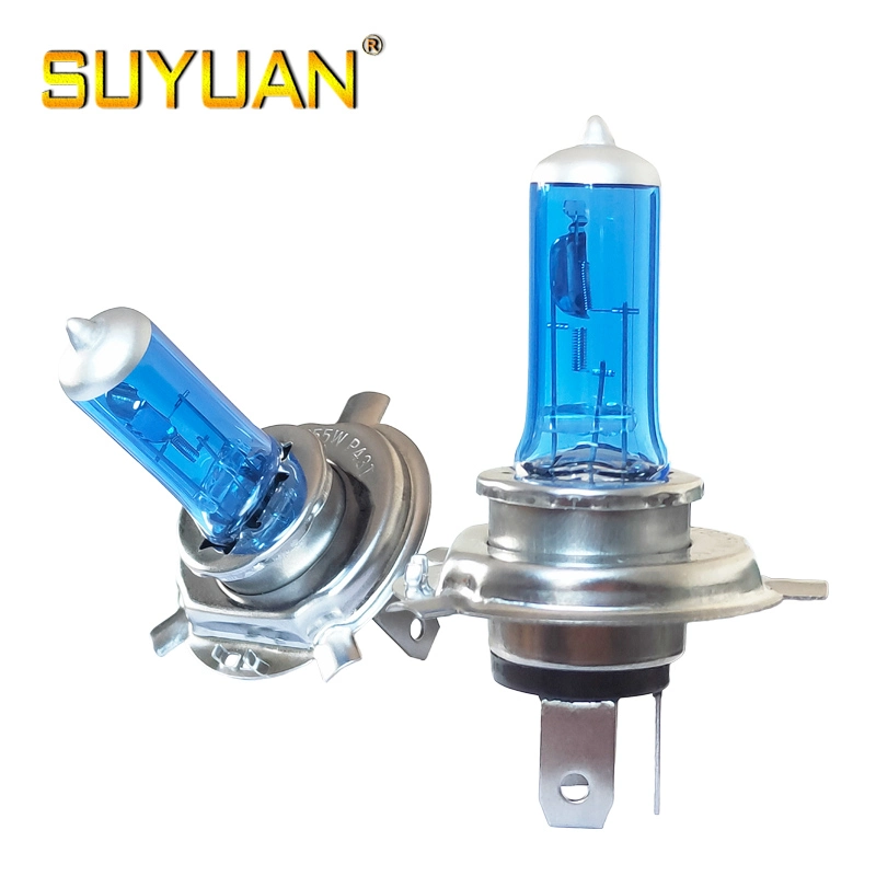 Blue Highlight Halogen Lamp H4 12V 60/55W High Low Beam Car Quartz Headlamp Bulb Is Used for Auto Lighting System