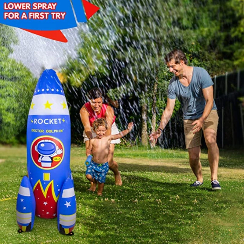 Inflatablerocket Shape Giant Blow up Kids Sprinklers for Yard Lawn