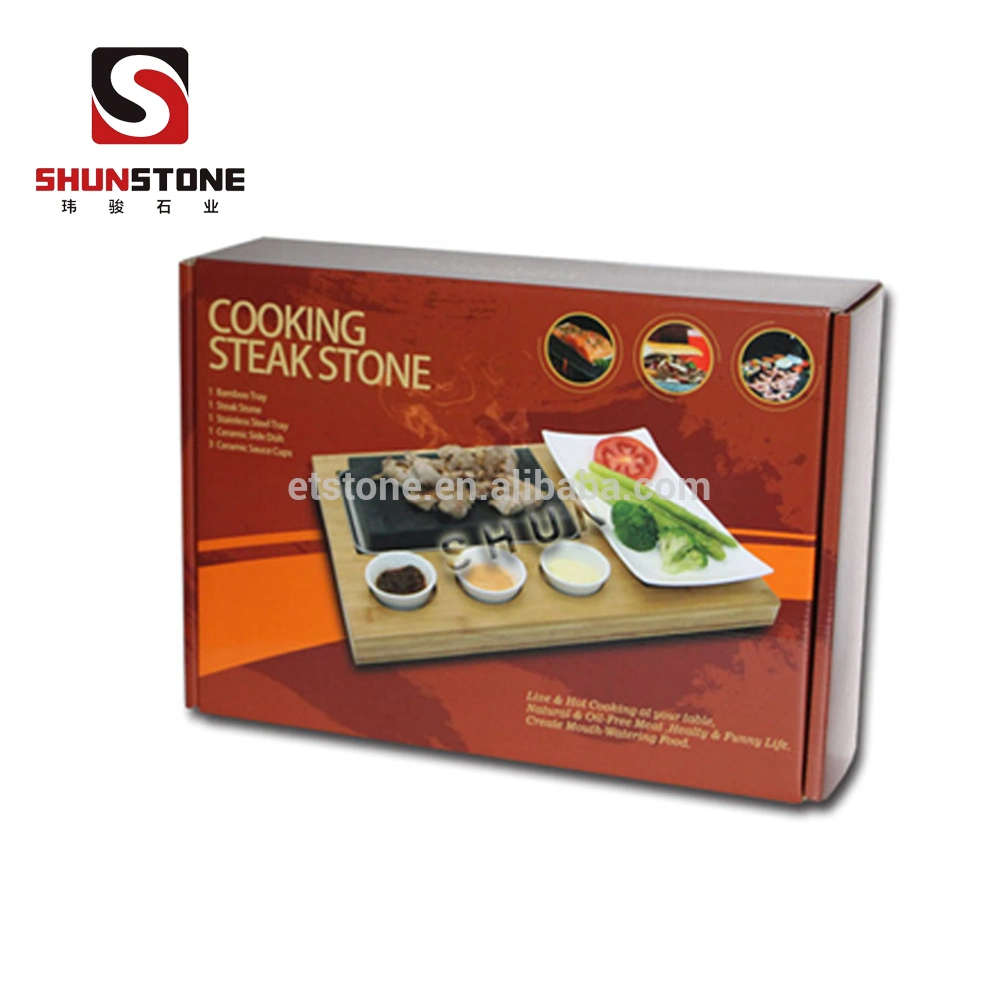 Le restaurant de cuisine chaude Stone, BBQ Steak Black Rock, Grill BBQ Steak de lave définit pour