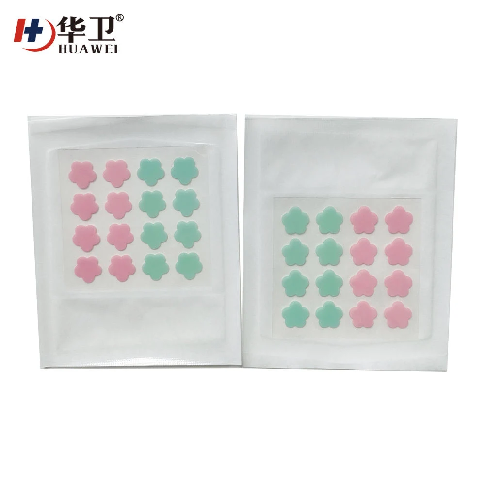 China OEM Two Color Flower Shape Acne Patch Hydrocolloid Acne Pimples Blemish Patch Facial Spots Treatment 20dots/Patch Facial Cleansing Patch