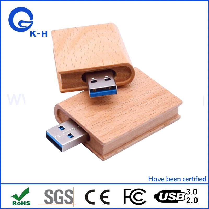 Book Shape Wooden USB 2.0 Flash Memory Stick