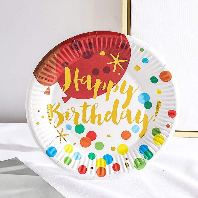 Colorful Plates Set of 10 PCS Disposable Paper Plates Set for Birthday Party