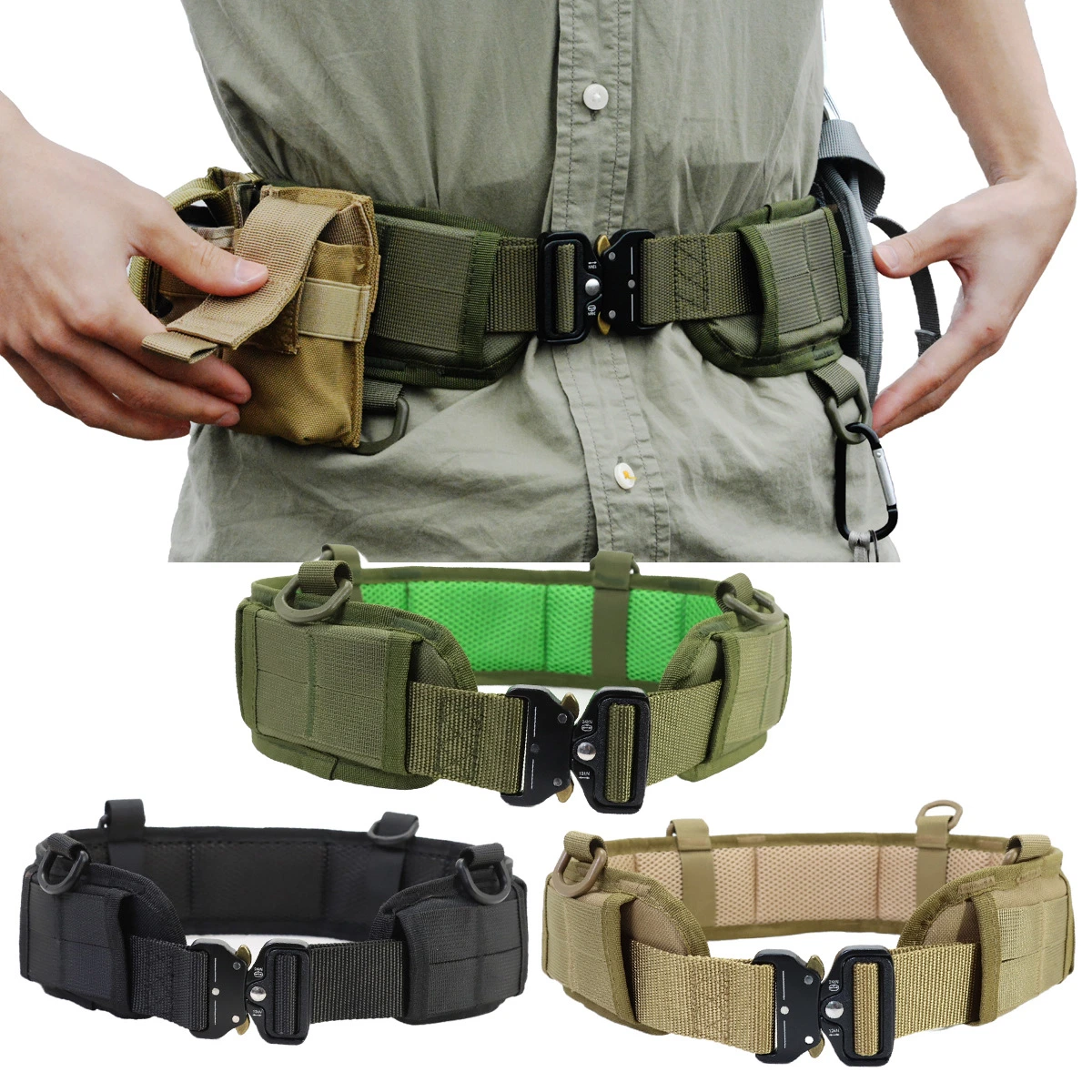 Nylon Adjustable Tactical Waist Belt with Quick-Release Gear Clip Metal