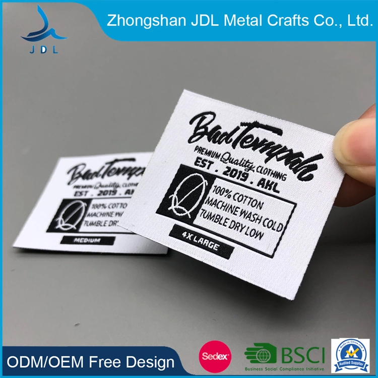 China Suppliers Custom Woven Fabric Label for Clothing/Hats/Garments/Bags/Home Decoration/Promotional with Logo Branding