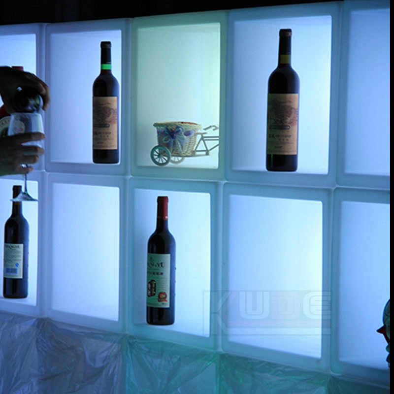 Wine Cabinet LED Bar Showcase and Cube Stool Color Changing