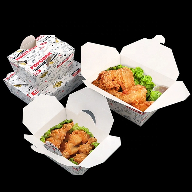 Disposable Wholesale/Supplier Custom Greaseproof Takeaway Fried Chicken Lunch Box Paper Food Packaging Container Costom Free Rigid Boxes