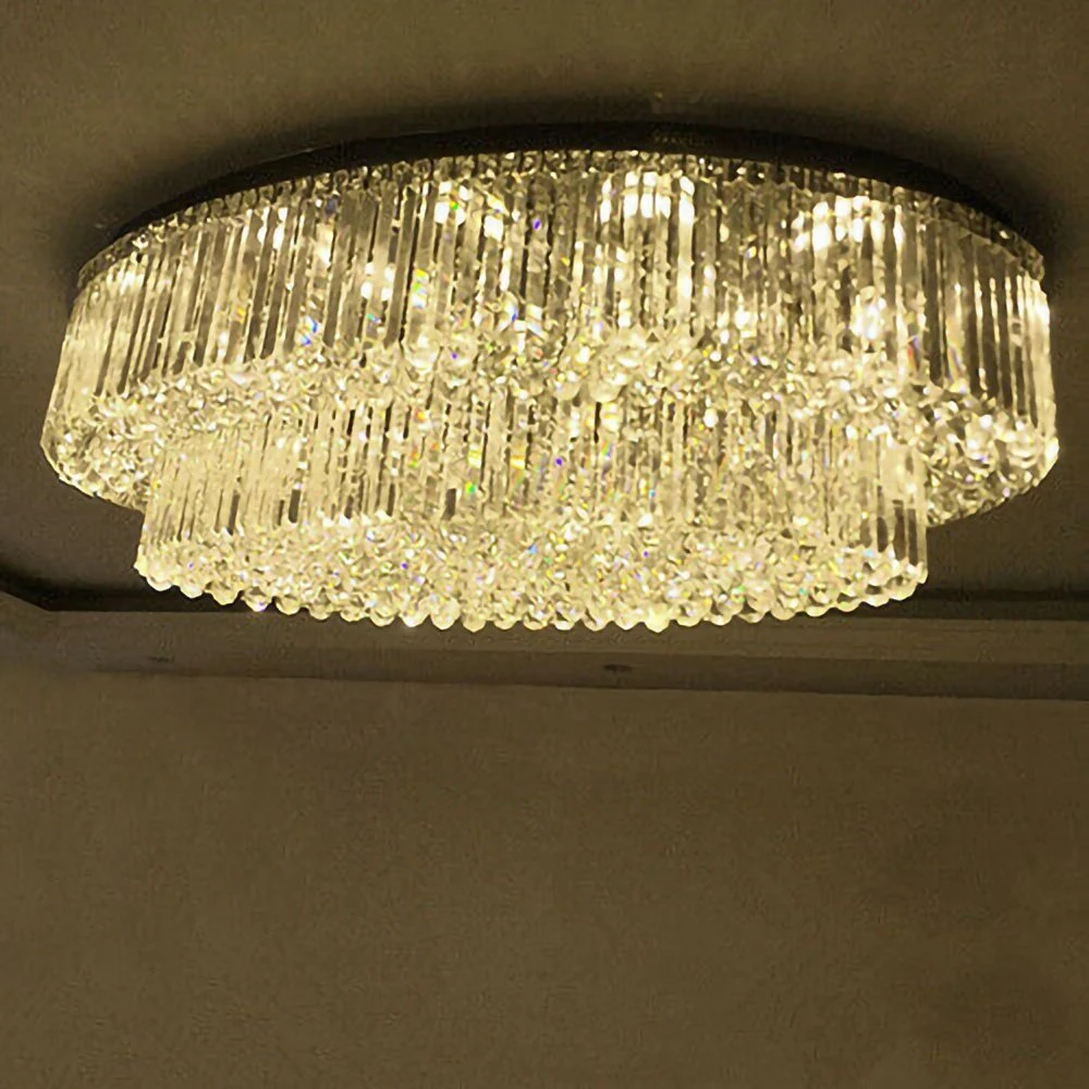 Crystal Oval Ceiling Light Chandelier Living Room Wedding Decoration Raindrop Pendant Lamp
