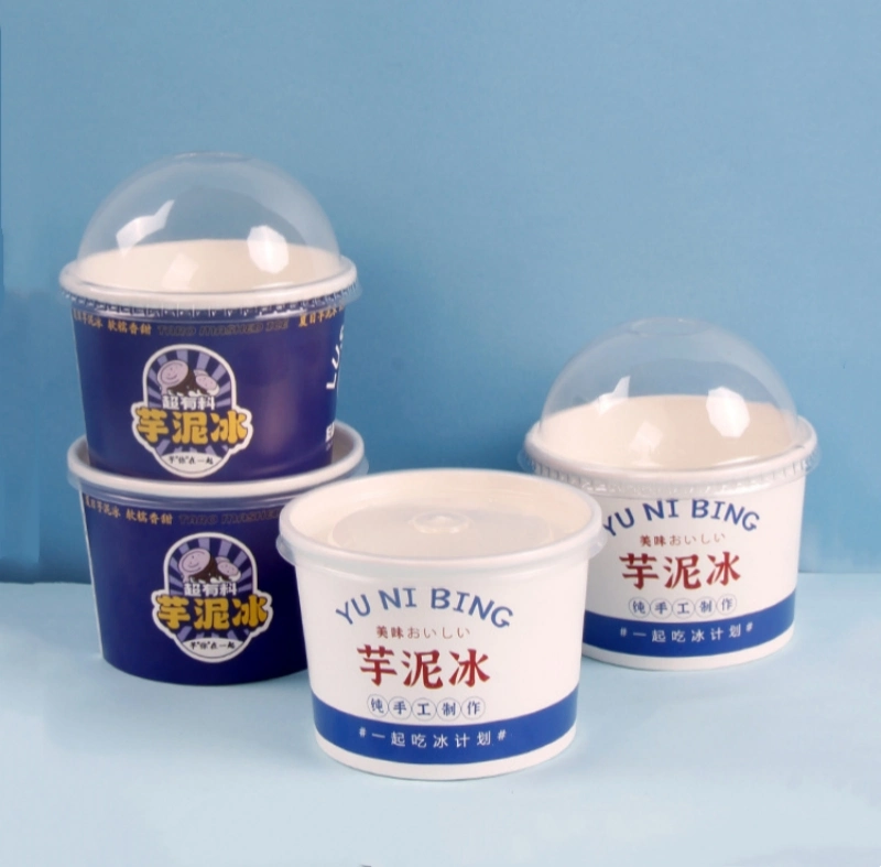 Factory Price Paper Shaved Ice Packaging Box Snow Cream Smoothie Paper Packing Box Disposable