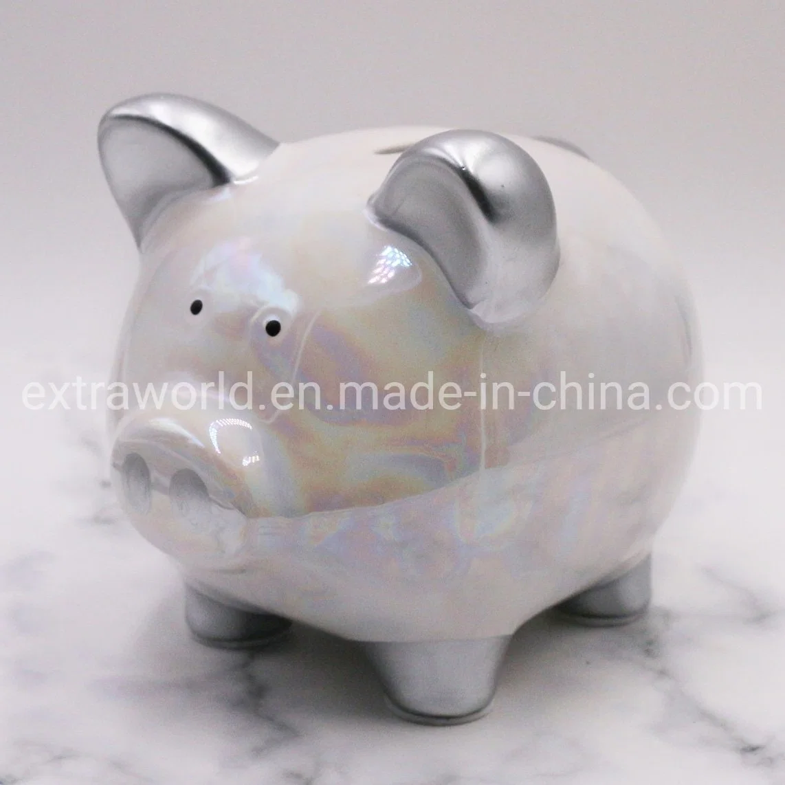 Custom Ceramic White Piggy Pig Coin Bank for Gift