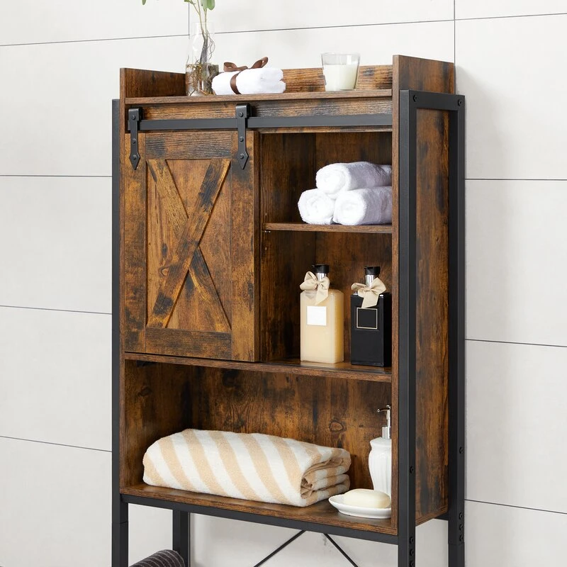 Wood Over-The-Toilet Storage Bathroom Cabinet with Sliding Doors