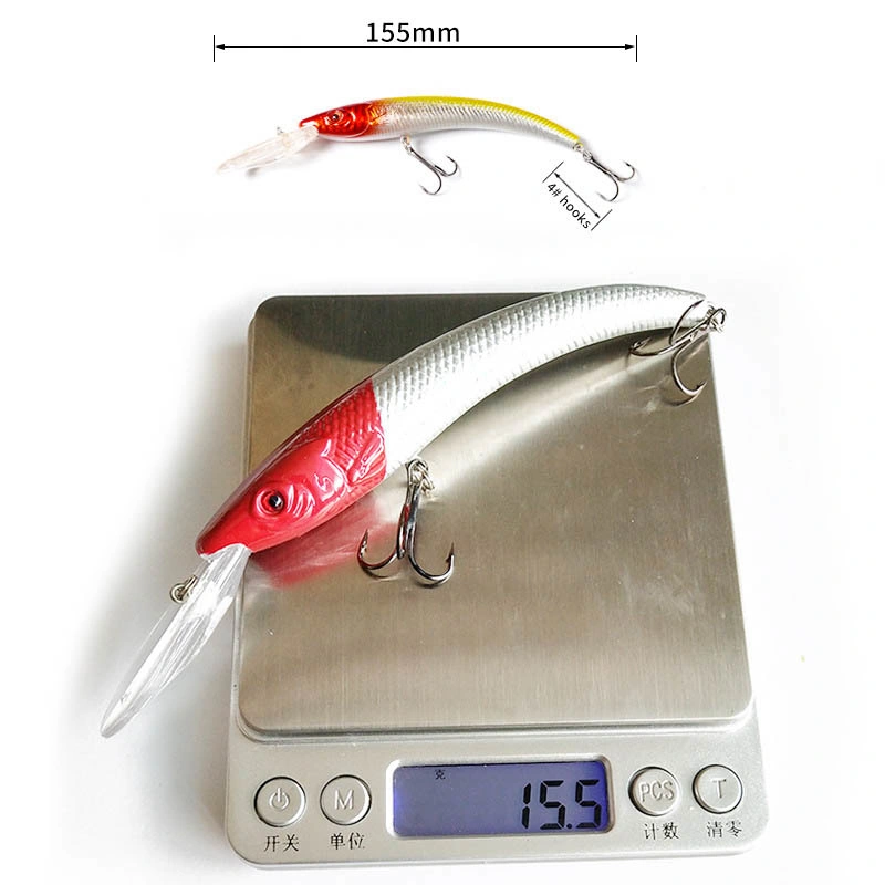 Conjunto de perfuma de ondulantes artificiais 155mm 15.5g de pesca com natação marítima Kit Lure Deep Minnow Lure