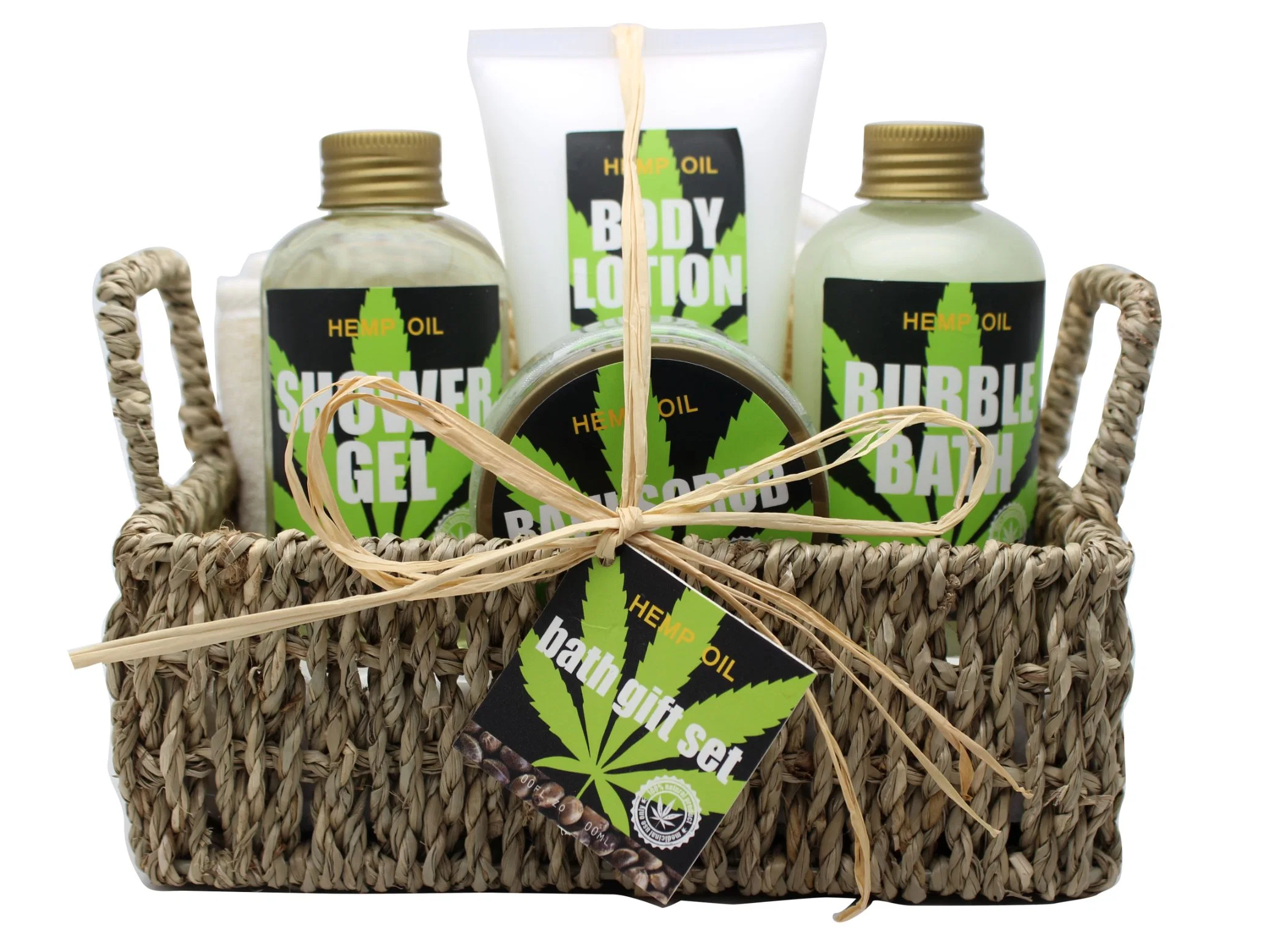 Paper Rope Basket Gift Set Shower Gel Body Lotion Bubble Bath