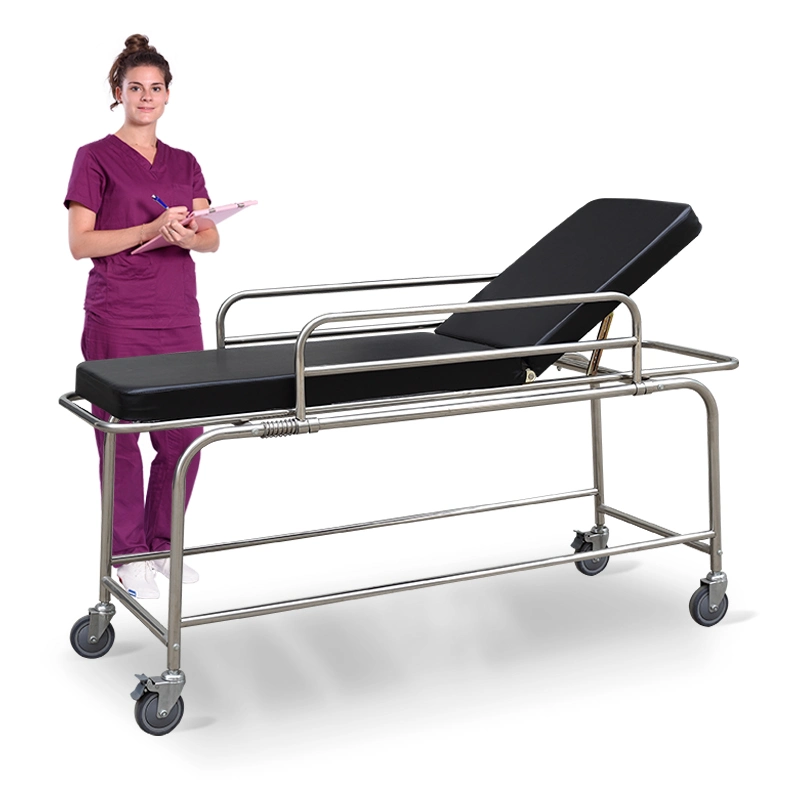 Skb037 (B) Factory Metal Single Function Adjustable Manual Operation Transportation Hospital Emergency Patient Trolley